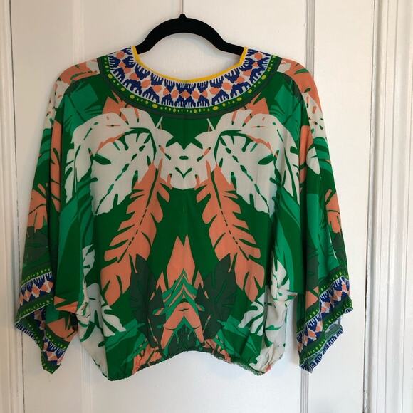 Flying Tomato Free Market Palm Dreams Leaf Print Kimono Top - Picture 4 of 5